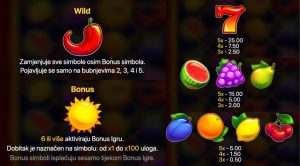 Sunny Fruits Hold & Win simboli