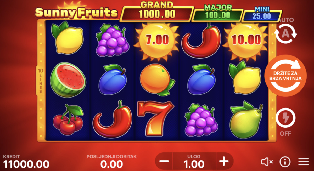 Sunny Fruits: Hold and Win demo