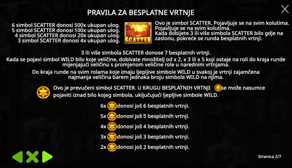 Wild West Gold Megaways pravila za besplatne vrtnje